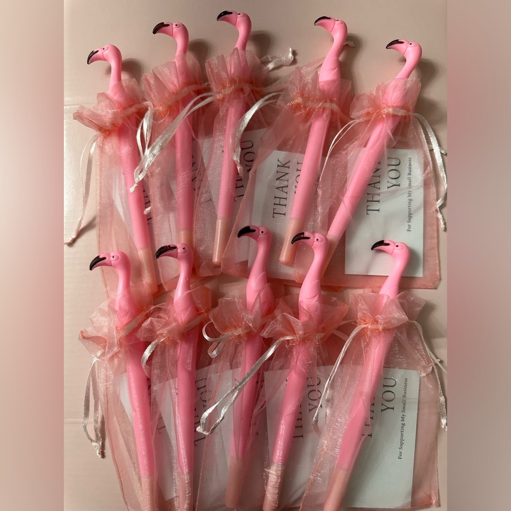 10 Sets Of Pink Flamingo Pens Buyer Gift Sets